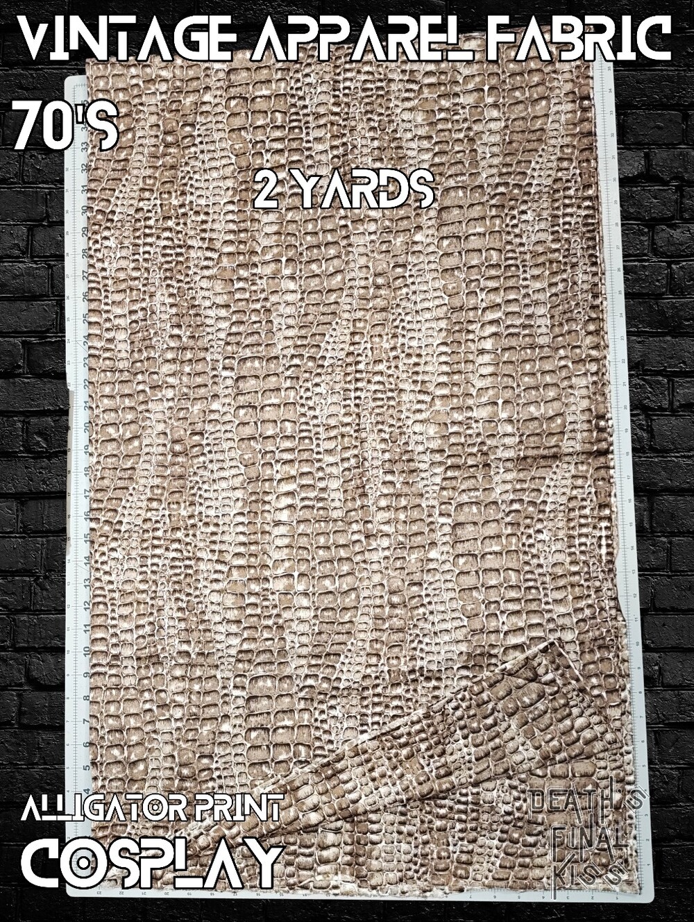 Vintage Apparel Knit Fabric Alligator Skin Print 2 Yards Sewing Cosplay Remnant